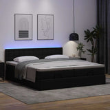 Pouf Letto con Materassi e LED Nero 180x200cm Similpelle