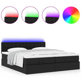 Pouf Letto con Materassi e LED Nero 180x200cm Similpelle