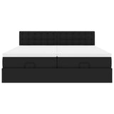 Pouf Letto con Materassi e LED Nero 180x200cm Similpelle