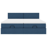 Struttura Letto Pouf con Materassi Blu 160x200 cm in Tessuto
