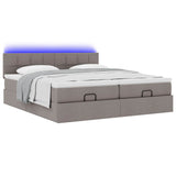 Struttura Letto Pouf con Materassi Tortora 160x200cm in Tessuto