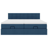Struttura Letto Pouf con Materassi Blu 160x200 cm in Tessuto