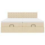 Struttura Letto Pouf con Materassi Crema 160x200 cm in Tessuto