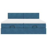 Pouf Letto con Materassi e LED Blu Scuro 200x200cm Velluto