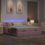 Struttura Letto Pouf con Materassi Rosa 180x200 cm Velluto