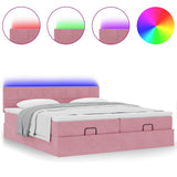 Struttura Letto Pouf con Materassi Rosa 180x200 cm Velluto