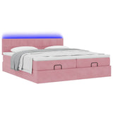 Struttura Letto Pouf con Materassi Rosa 180x200 cm Velluto