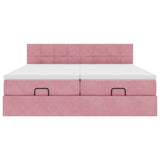 Struttura Letto Pouf con Materassi Rosa 180x200 cm Velluto