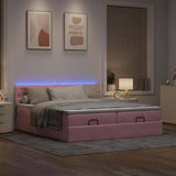 Struttura Letto Pouf con Materassi Rosa 200x200 cm Velluto