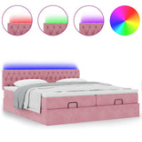 Struttura Letto Pouf con Materassi Rosa 200x200 cm Velluto