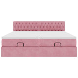 Struttura Letto Pouf con Materassi Rosa 200x200 cm Velluto