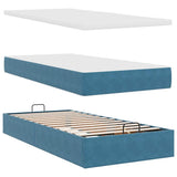 Pouf Letto con Materassi e LED Blu Scuro 200x200cm Velluto