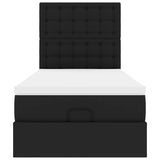 Letto Pouf con Materasso Nero 80x200 cm Similpelle