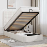 Letto Pouf con Materasso Bianco 90x190 cm Similpelle