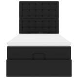 Letto Pouf con Materasso Nero 90x200 cm Similpelle