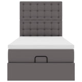 Letto Pouf con Materasso Grigio 90x200 cm Similpelle
