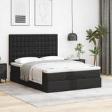 Struttura Letto Pouf con Materasso Nero 140x190 cm Similpelle