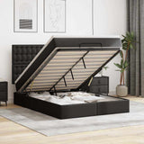 Struttura Letto Pouf con Materasso Nero 140x190 cm Similpelle