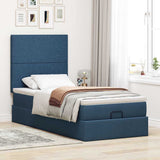 Struttura Letto Pouf con Materasso Blu 80x200 cm in Tessuto