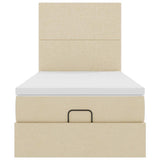 Struttura Letto Pouf con Materasso Crema 90x190 cm in Tessuto