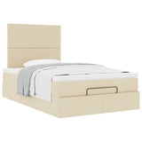 Struttura Letto Pouf con Materasso Crema 120x200 cm in Tessuto