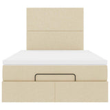 Struttura Letto Pouf con Materasso Crema 120x200 cm in Tessuto