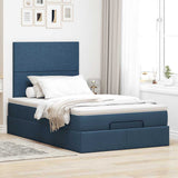 Struttura Letto Pouf con Materasso Blu 120x200 cm in Tessuto