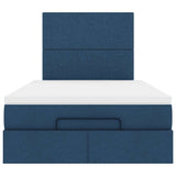 Struttura Letto Pouf con Materasso Blu 120x200 cm in Tessuto