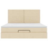 Struttura Letto Pouf con Materasso Crema 160x200 cm in Tessuto