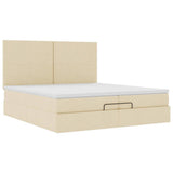 Struttura Letto Pouf con Materassi Crema 200x200 cm in Tessuto