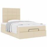 Struttura Letto Pouf con Materasso Crema 120x200 cm in Tessuto
