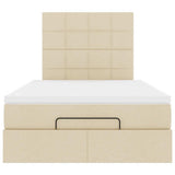 Struttura Letto Pouf con Materasso Crema 120x200 cm in Tessuto