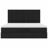 Struttura Letto Pouf con Materasso Nero 160x200 cm in Tessuto