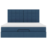 Struttura Letto Pouf con Materasso Blu 160x200 cm in Tessuto