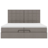 Struttura Letto Pouf con Materassi Tortora 200x200 cm Tessuto