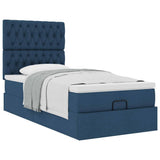 Struttura Letto Pouf con Materasso Blu 80x200 cm in Tessuto