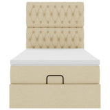 Struttura Letto Pouf con Materasso Crema 90x190 cm in Tessuto