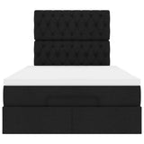 Struttura Letto Pouf con Materasso Nero 120x190 cm in Tessuto