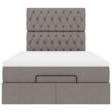 Struttura Letto Pouf con Materasso Tortora 120x190 cm Tessuto