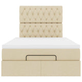 Struttura Letto Pouf con Materasso Crema 120x190 cm in Tessuto