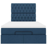 Struttura Letto Pouf con Materasso Blu 120x200 cm in Tessuto