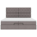 Struttura Letto Pouf con Materassi Tortora 200x200 cm Tessuto