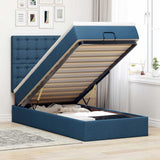 Struttura Letto Pouf con Materasso Blu 80x200 cm in Tessuto