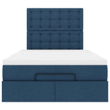 Struttura Letto Pouf con Materasso Blu 120x200 cm in Tessuto