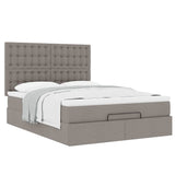 Struttura Letto Pouf con Materasso Tortora 140x190 cm Tessuto
