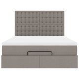 Struttura Letto Pouf con Materasso Tortora 140x200cm in Tessuto
