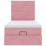 Struttura Letto Pouf con Materassi Rosa 90x190 cm in Velluto