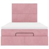 Struttura Letto Pouf con Materassi Rosa 120x190 cm Velluto