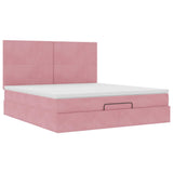 Struttura Letto Pouf con Materassi Rosa 180x200 cm Velluto