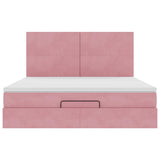 Struttura Letto Pouf con Materassi Rosa 180x200 cm Velluto